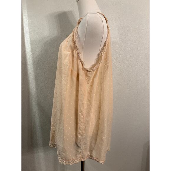 TORRID Blouse Cream Polka Dot Ruffle Crochet Sleeveless Boho Top | Size 1 - Picture 4 of 7
